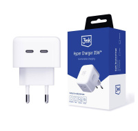 3mk síťová nabíječka - Hyper Charger 35W, GaN, 2x USB-C (PD), bílá