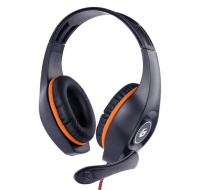 BAZAR - GEMBIRD sluchátka s mikrofonem GHS-05-O, gaming, černo-oranžová, 1x 4-pólový 3,5mm jack - Poškozený obal (Komple