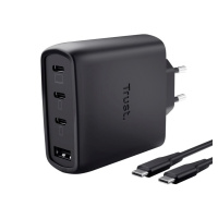 TRUST GaN Nabíječka MAXO 65W, 3xUSB-C,1xUSB-A, černá