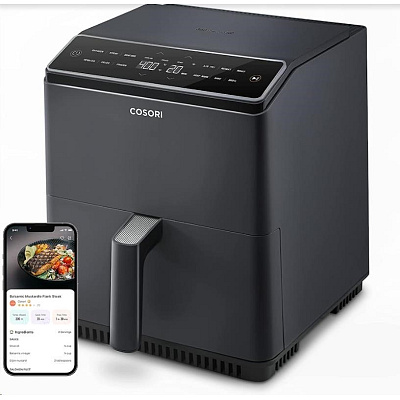BAZAR - BAZAR - Cosori Dual Blaze 6.4L SMART horkovzdušná fritéza + 5x špíz a gril. rošt, black - Poškozený obal (Kompl