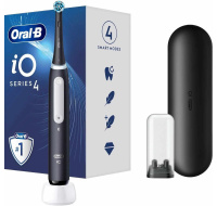 BAZAR - Oral-B iO Series 4 Matt Black elektrický zubní kartáček, magnetický, časovač, tlakový senzor - poškozený obal