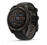 Garmin - fenix 8 Solar Sapphire - 47 mm - Carbon Gray DLC Titanium with Black | Pebble Gray Silicone Band, EU