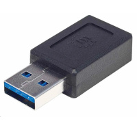 Manhattan USB adaptér, USB 3.1 Gen 2, USB-A Male na USB-C Female, 10 Gbps, černá