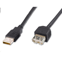 PremiumCord USB 2.0 kabel prodlužovací, A-A, 5m černá