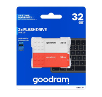 GOODRAM Flash Disk 2x32GB UME2, USB 2.0, bílá, červená