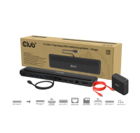 Club3D Dokovací stanice 12v1, USB-C 3.2, 2xHDMI, 1xDP, 2xUSB-C, 3xUSB, 1xmicroSD/SD, 1xRJ45, 1x3.5mm Jack, černá