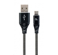 GEMBIRD Kabel USB 2.0 AM na Type-C kabel (AM/CM), 2m, opletený, černo-bílý, blister, PREMIUM QUALITY