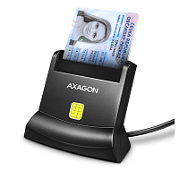 BAZAR - AXAGON CRE-SM4N, USB-A StandReader čtečka kontaktních karet Smart card (eObčanka), kabel 1.3m - Poškozený obal (