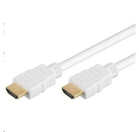 PremiumCord HDMI High Speed + Ethernet kabel,bílý, zlacené konektory, 0.5m