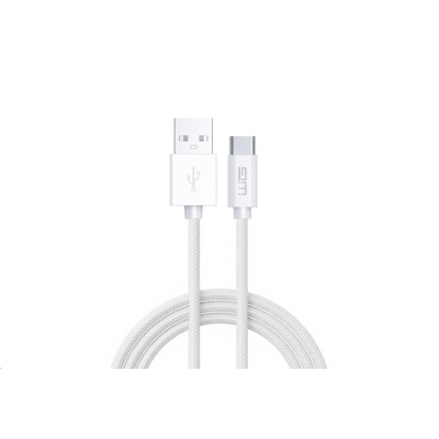 WG Datový kabel Type C-USB-A/1m/nylon braided/white