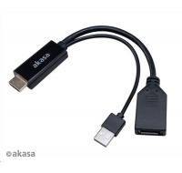 AKASA kabel  redukce HDMI na DisplayPort, with USB power cable 4K@60Hz, 25cm