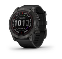 Garmin fenix 7X Sapphire Solar, Titan Carbon Gray/ Black Silicone Band, EU