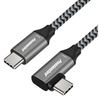 PREMIUMCORD Zahnutý kabel USB-C (USB 3.2 Gen 2, 3A, 60W, 20Gbit/s), hliníkové krytky konektorů, 2m