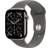 Apple Watch Series 11 GPS + Cellular 46mm Natural Titanium Case with Stone Grey Sport Band - S/M