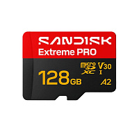 SanDisk micro SDXC Extreme PRO 128GB UHS-I U3 (250R/120W MB/s, UHS-I U3 V30) + adaptér