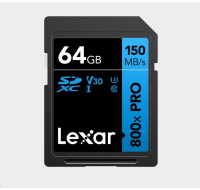 Lexar SDXC 800x Pro UHS-I cards, C10 (V30) U3, R150, 64GB
