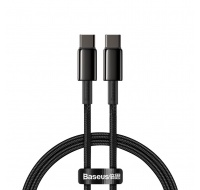 Baseus Tungsten Gold rychlonabíjecí / datový kabel USB-C na USB-C 100W 1m, černá
