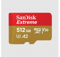 SanDisk micro SDXC karta 512GB Extreme (190 MB/s Class 10, UHS-I U3 V30) + adaptér