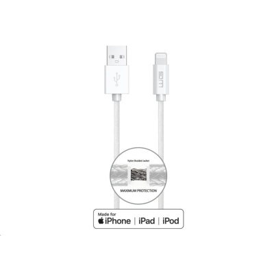 WG - Datový kabel Lightning MFI na USB-A, 1 metr, 2,4A , bílá