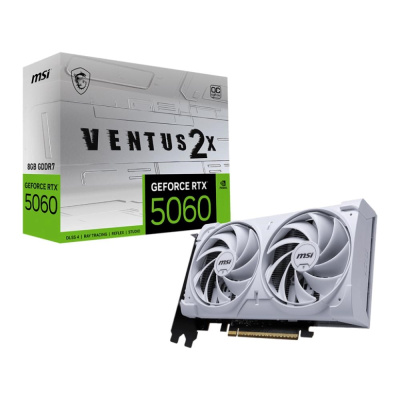 BAZAR - MSI VGA NVIDIA GeForce RTX 5060 8G VENTUS 2X OC WHITE, RTX 5060, 8GB GDDR7, 3xDP, 1xHDMI - Poškozený obal (Kompl