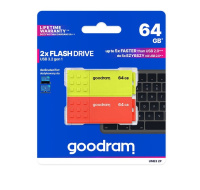 GOODRAM Flash Disk 2x64GB UME3, USB 3.0, žlutá, oranžová