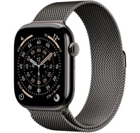 Apple Watch Series 11 GPS + Cellular 42mm Slate Titanium Case with Slate Milanese Loop