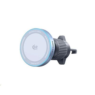 UGREEN magnetická bezdrátová nabíječka do auta MagFlow Qi2 25W, MagSafe, stříbrná