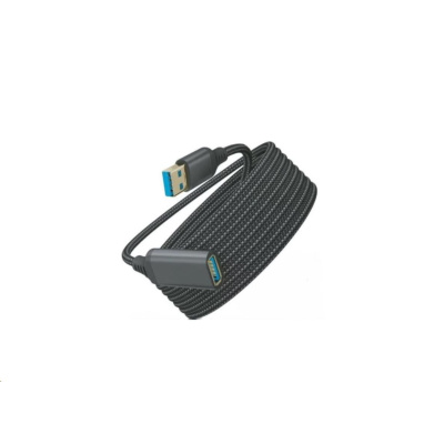 WG Prodlužovací kabel USB-A (male) to USB-A (female) / 1m / nylon braided / black