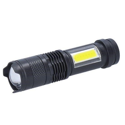 Solight LED nabíjecí kapesní svítilna se zoomem, 100lm + 70lm, Li-Ion, USB, černá