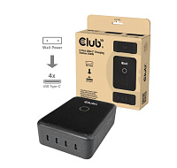 Club3D nabíječka 240W Charging Station GaN, 4xUSB-C, PPS + PD 3.1 Support + Led Display