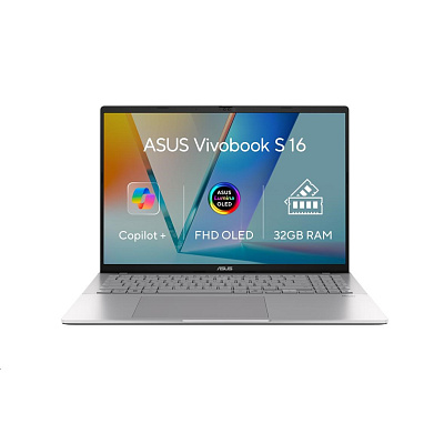 ASUS NTB Vivobook S16 (S3607AA-OLED009), Ultra 7 355, 16" 1920 x 1200, 32GB, 1TB SSD, Intel Arc, No OS, Silver