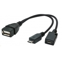 GEMBIRD Kabel USB AF/micro BM + micro BF, OTG + dobíjení, 15cm, pro tablety a smartphone