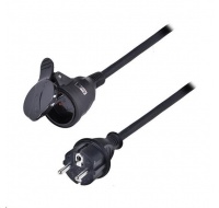 Solight prodlužovací přívod - spojka, 1 zásuvka, 20m, 3 x 1,5mm2, gumová, černá