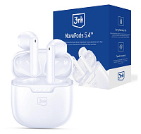 3mk bezdrátová stereo sluchátka FlowBuds 6.0 white, nabíjecí pouzdro, bílá