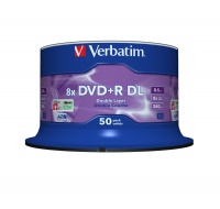 VERBATIM DVD+R(50-pack)/Double Layer/Spindle/ 8X 8.5GB Matt Silver