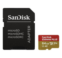 SanDisk micro SDXC karta 64GB Extreme PLUS (200 MB/s Class 10, UHS-I U3 V30) + adaptér