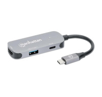 MANHATTAN Dokovací stanice USB-C na HDMI, USB-C PD 100W, USB-A, šedá