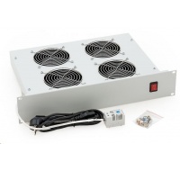 TRITON 19" ventilační jednotka, 4 vent.-230V/140W, termost.,černá,mezi komponenty