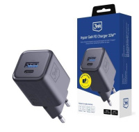 3mk napájecí adaptér Hyper Charger PD 33W GaN QC4+ PPS AFC FCP SCP 1A1C  Black