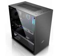 EVOLVEO M4, case mATX, 1x120mm PWM ventilátor, průhledná bočnice, černá