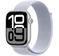 Apple Watch Series 10 GPS + Cellular 46mm Silver Aluminium Case with Blue Cloud Sport Loop