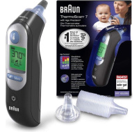BAZAR - Braun IRT 6520 ThermoScan 7 bezdotykový teploměr, digitální, ušní, paměť na 9 měření, černá - pošk. obal
