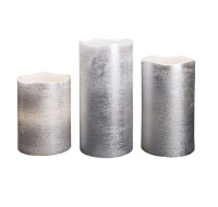 Solight sada LED svíček, 3x svíčka, 10/13/16cm, stříbrná barva, 3x AAA