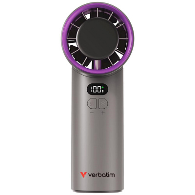 VERBATIM ruční ventilátor Cool 'n' Go Ice Touch, USB-C, šedá/fialová
