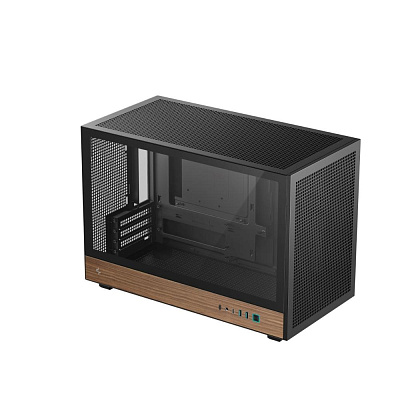 DEEPCOOL Case CH260 WOOD, mATX, Průhledná bočnice, černo-dřevěná