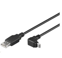 PremiumCord Kabel micro USB 2.0, A-B, konektor do úhlu 90° 1m (černý)