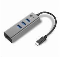 i-tec USB-C Metal 3-portový HUB s Gigabit Ethernet adapterem