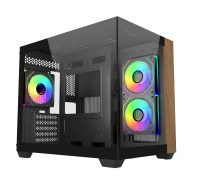 Cooler Master case Elite 481 Wood, mATX, Průhledná bočnice, 3x 120mm ARGB Fan, Černá