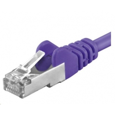 PREMIUMCORD Patch kabel CAT6a S-FTP, RJ45-RJ45, AWG 26/7 0,5m fialová