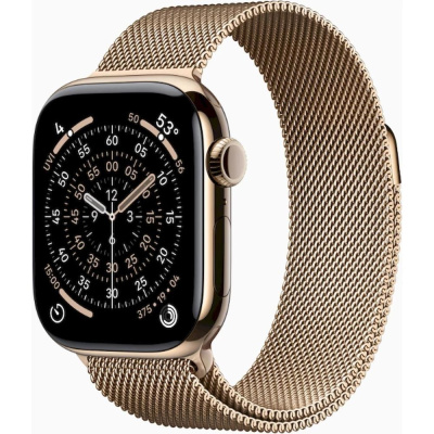 Apple Watch Series 11 GPS + Cellular 42mm Gold Titanium Case with Gold Milanese Loop